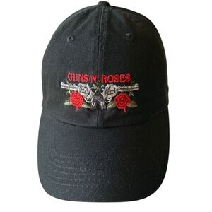 Vintage 70’s  “GUNS & ROSES Embroidered Black Ball Cap 100% Cotton One Size